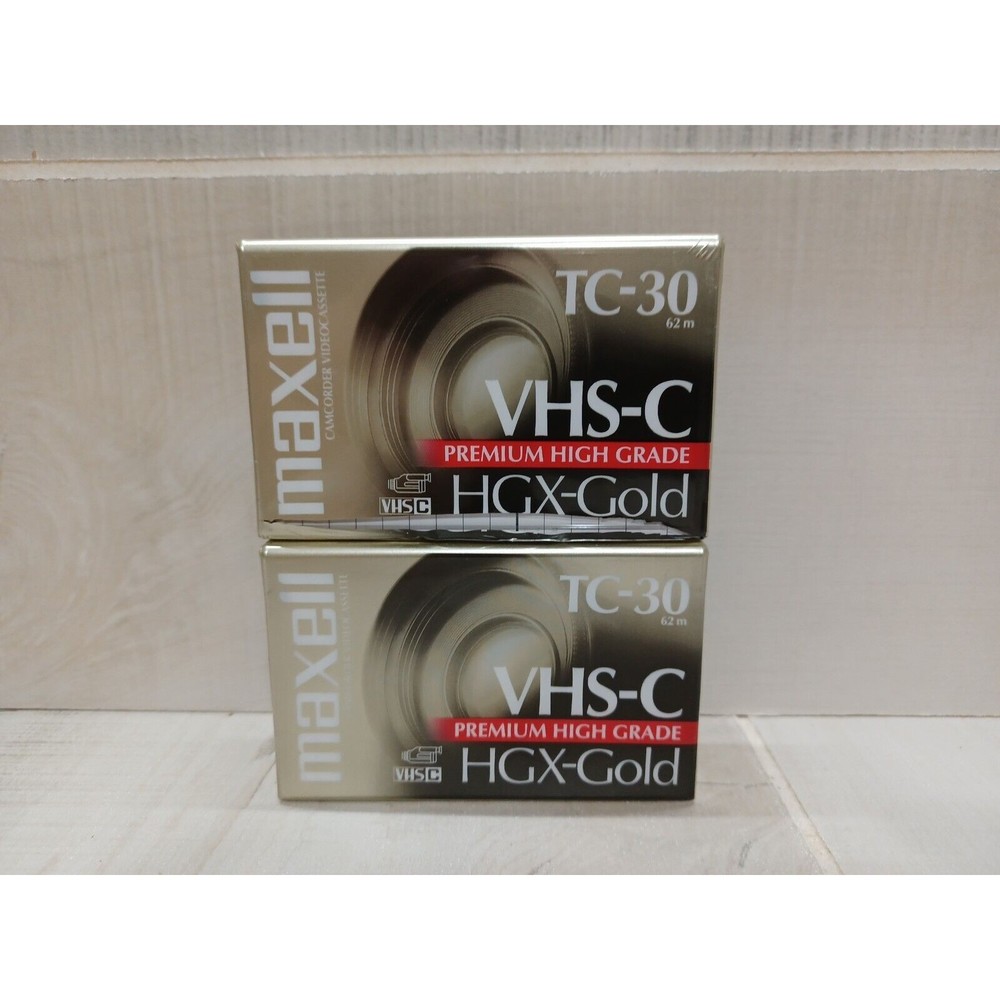 2 Sealed Maxwell VHS-C TC-30 HGX-GOLD Premium High Grade Video Tape